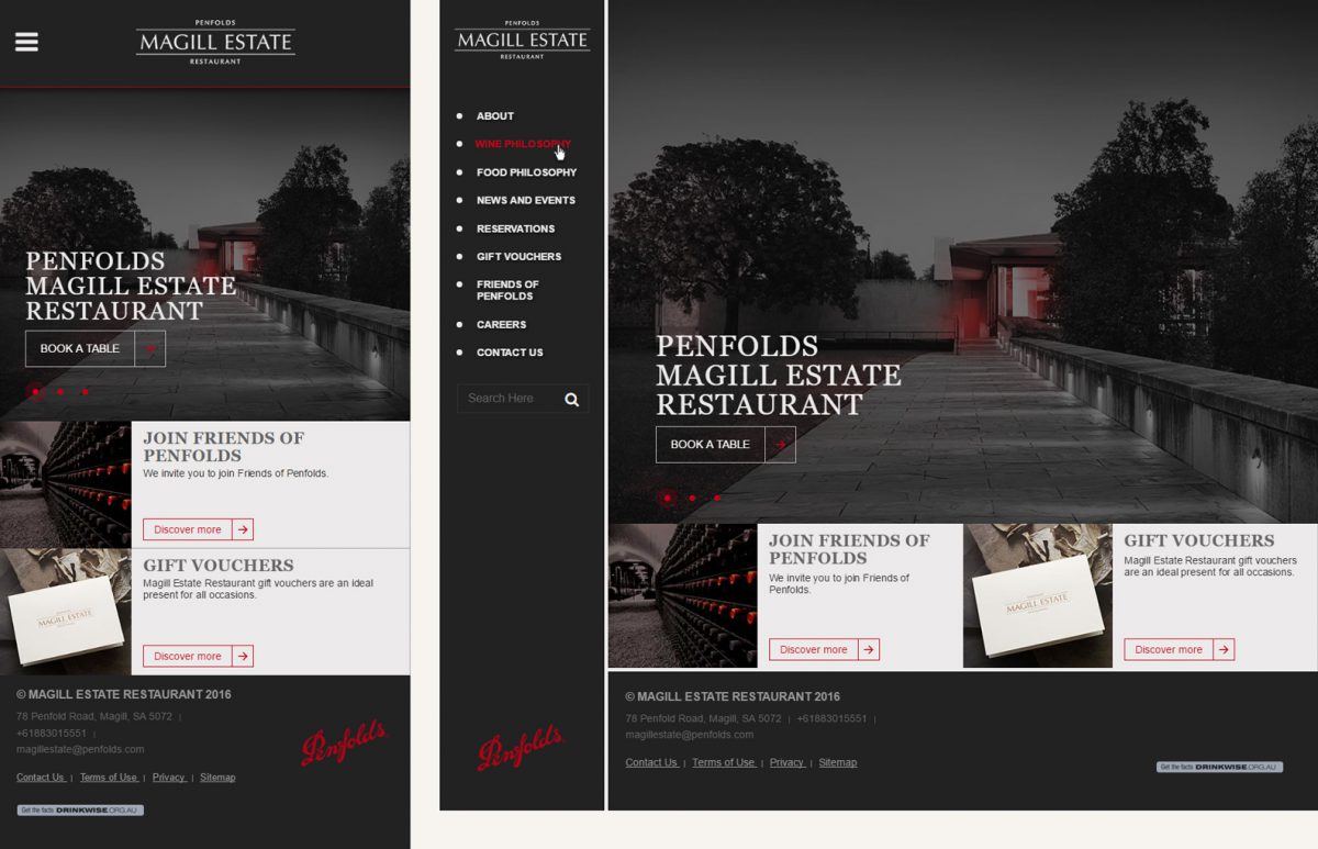 Magill Estate Restaurant Website